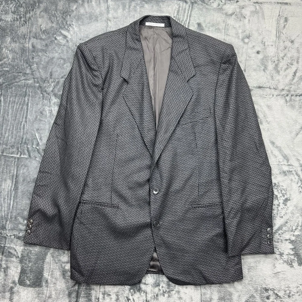 YSL Yves Saint Laurent‎ France VTG Men's 42R Black & Grey Wool Blazer Sport Coat